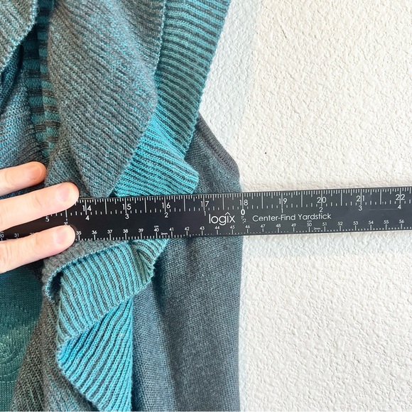 Nic+Zoe Long Ruffle Sweater Vest Small Gray Teal Turquoise Boho Artsy Layered - Picture 6 of 9